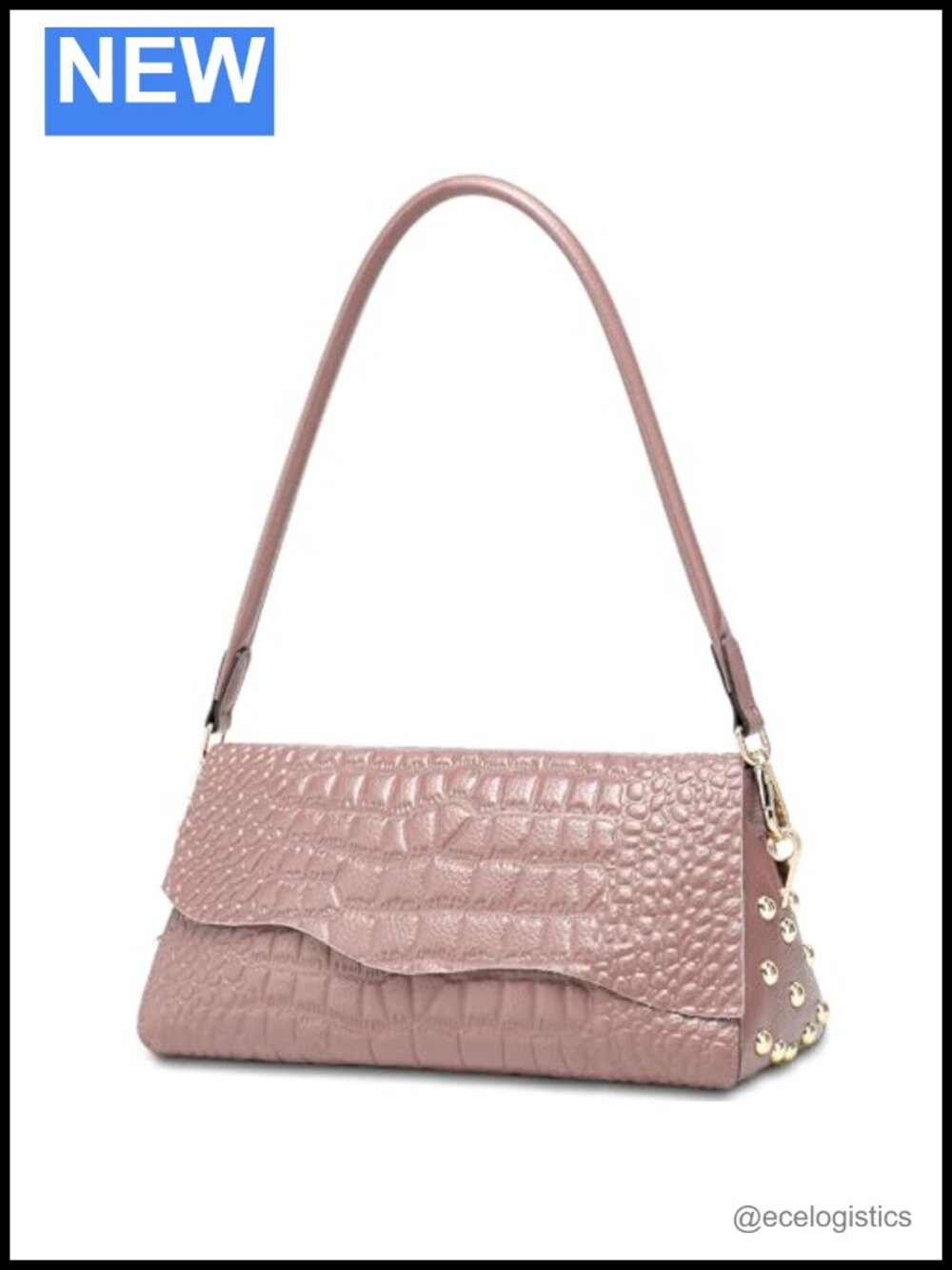 Genuine Leather Shoulder Bag with Crocodile Pattern, 3 Ways to Wear